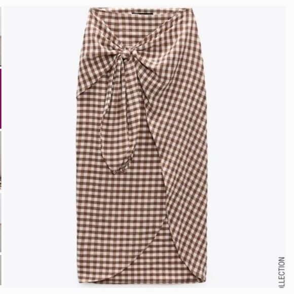 NWT Zara Gingham wrap skirt - Picture 1 of 4